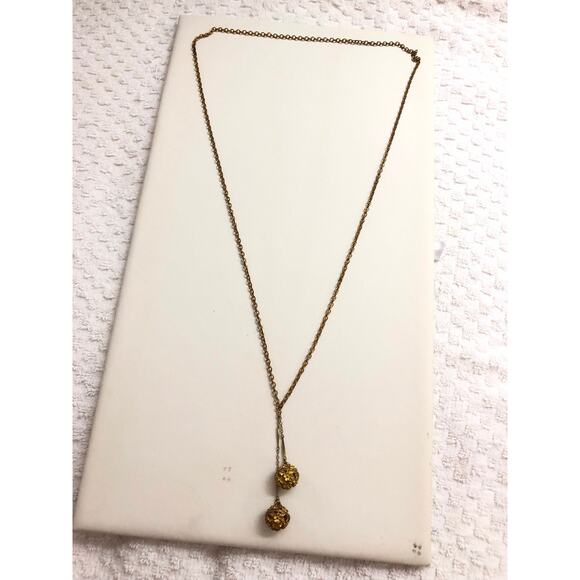 Artisan Brass long necklace with filigree balls - Picture 3 of 6